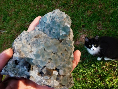 Hexagonal blue fluorite with - hexagonal,